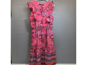 Falling Flowers Women's Spring Dress Medium Pink Sleeveless Casual Summer NEW